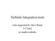Definite Integration tests