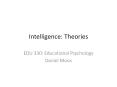 Intelligence: Theories PowerPoint PPT Presentation