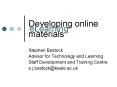 Developing online materials PowerPoint PPT Presentation