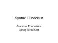 Syntax I Checklist PowerPoint PPT Presentation