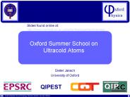 Oxford Summer School on Ultracold Atoms