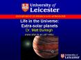 Life in the Universe: Extra-solar planets PowerPoint PPT Presentation