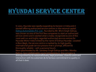 Hyundai Service Center in Delhi