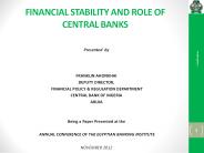 FINANCIAL STABILITY AND ROLE OF CENTRAL BANKS
