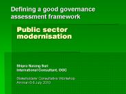 Defining a good governance assessment framework