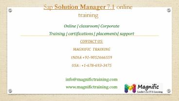 Sap Solution Manager 7.1 online training