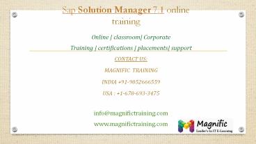 Sap Solution Manager 7.1 online training