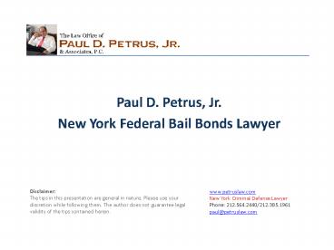 New York Federal Bail Bonds Lawyer