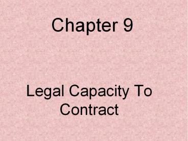 Legal Capacity To Contract