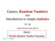 Games, Random Numbers and Introduction to simple statistics