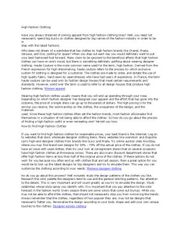 High Fashion Clothing