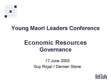 Young Maori Leaders Conference Economic Resources Governance