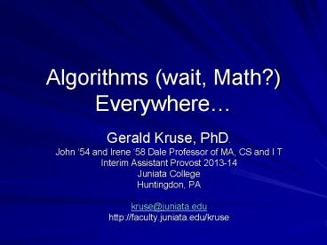 Algorithms (wait, Math?) Everywhere