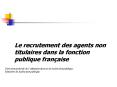Le recrutement des agents non titulaires dans la fonction publique fran PowerPoint PPT Presentation