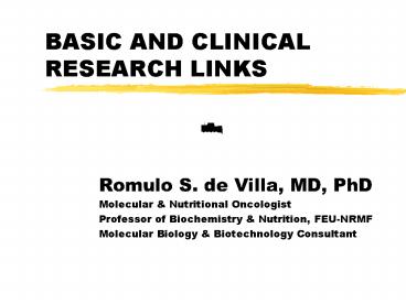 BASIC AND CLINICAL RESEARCH LINKS
