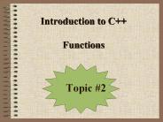 Introduction to C    Functions