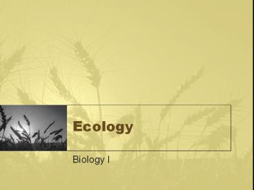 Ecology