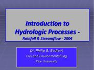 Introduction to Hydrologic Processes - Rainfall