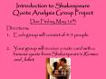 Introduction to Shakespeare Quote Analysis Group Project PowerPoint PPT Presentation