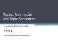 Topics, Main Ideas and Topic Sentences PowerPoint PPT Presentation