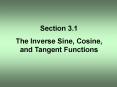 The Inverse Sine, Cosine, and Tangent Functions PowerPoint PPT Presentation