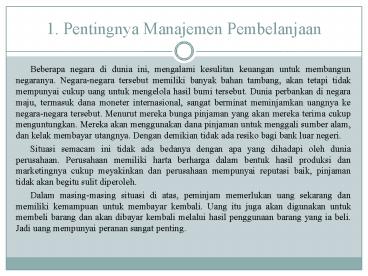 1. Pentingnya Manajemen Pembelanjaan