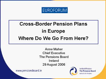 Cross-Border Pension Plans