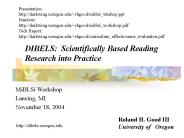 DIBELS: Scientifically Based Reading Research into Practice