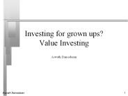 Investing for grown ups? Value Investing