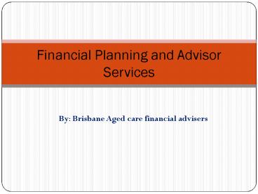 Financial Planning and advisor Services by BACFA