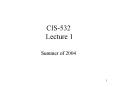 CIS-532 Lecture 1 PowerPoint PPT Presentation
