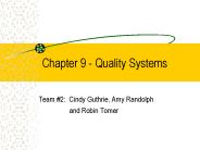 Chapter 9 - Quality Systems