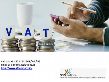 VAT Services Bangalore - S3solutions