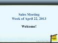 Sales Meeting Week of April 22, 2013 PowerPoint PPT Presentation