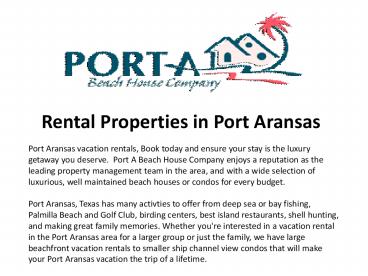 Rental Properties in Port Aransas