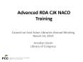 Advanced RDA CJK NACO Training PowerPoint PPT Presentation