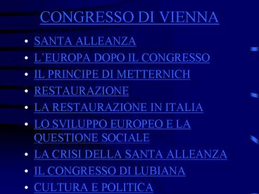 CONGRESSO DI VIENNA