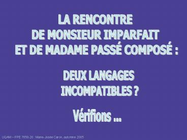 Imparfait/pass
