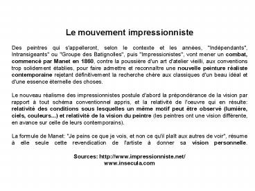 Le mouvement impressionniste