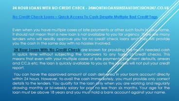 24 Hour Loans With No Credit Check - 24monthloansinstantdecision247.co.uk