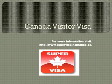 Canada Visitor visa