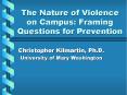 The Nature of Violence on Campus: Framing Questions for Prevention PowerPoint PPT Presentation