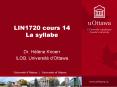 LIN1720 cours 14 La syllabe PowerPoint PPT Presentation