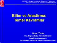 Bilim ve Arastirma: Temel Kavramlar