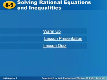 Solving Rational Equations and Inequalities