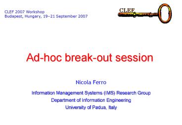 Ad-hoc break-out session