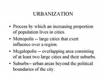 URBANIZATION