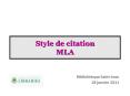 Style de citation MLA PowerPoint PPT Presentation