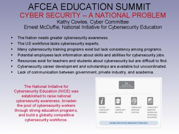 AFCEA EDUCATION SUMMIT CYBER SECURITY 