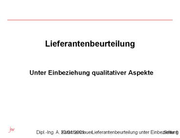 Lieferantenbeurteilung